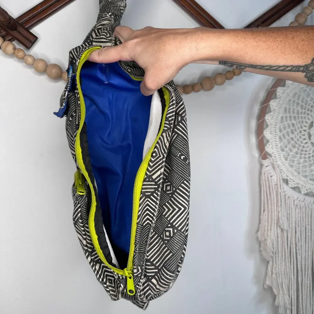 Kavu Black White Neon Sling Bag